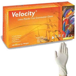 Velocity Latex Powder Free White Disposable Gloves