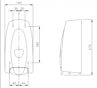 White ABS Plastic Soap Dispenser 1000ml Diagram