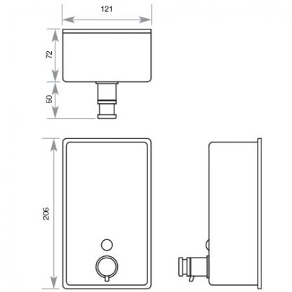 Dolphin Stainless Steel Soap Dispenser 1200ml Dimensions