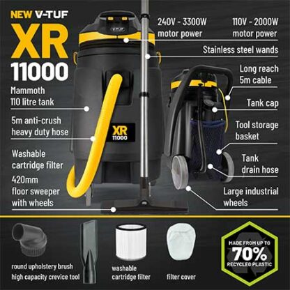 V-TUF XR11000 240V Wet & Dry Vacuum Cleaner - Image 3